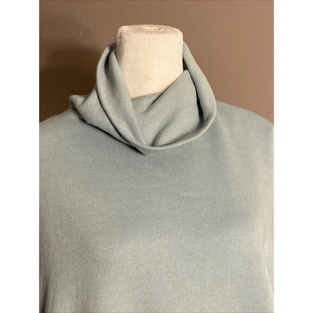 Aerie Sz S Oversized Pale Blue Sweatshirt Turtleneck Boxy Long Pockets Cozy